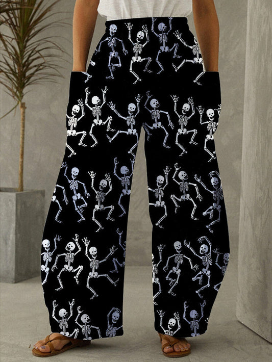 Skull Print Vintage Casual Pants