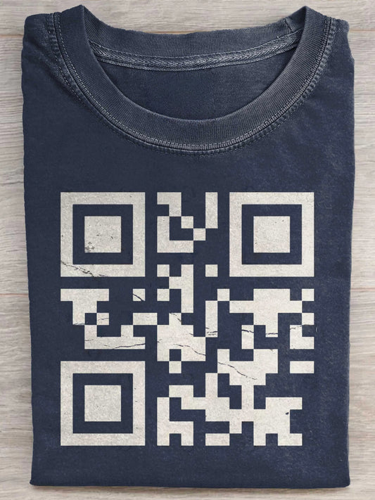 Fuck You Qr Code Art Print Casaul Short Sleeve T-shirt