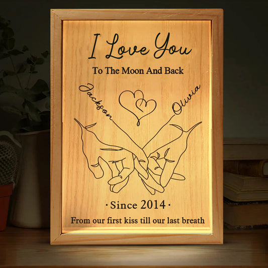 I Love You To The Moon And Back - Custom Couple Frame Light Box, Personalized Anniversary Gift for Husband and Wife