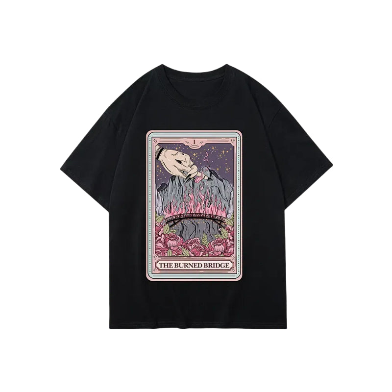 Unisex Tarot The Burned Bridge Casual Crew Neck Short-Sleeve T-shirt