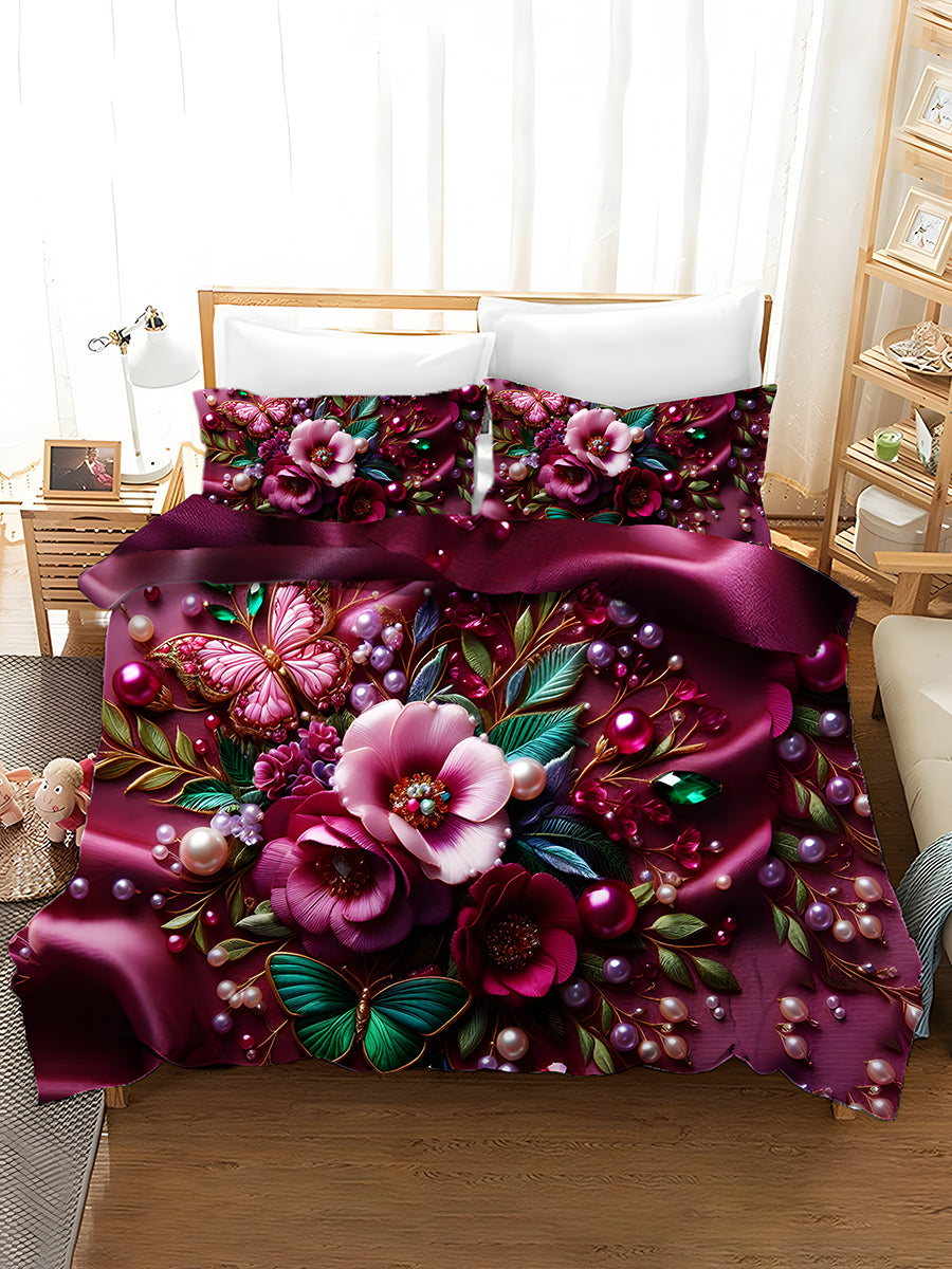 3-Piece Quilted Bedding Sets Flowers