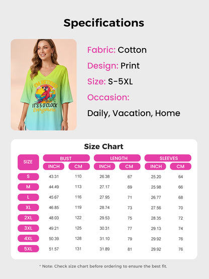 Women's I'm Retired It's 5 O'clock Everywhere Parrot Print Casual Half-Sleeve Top