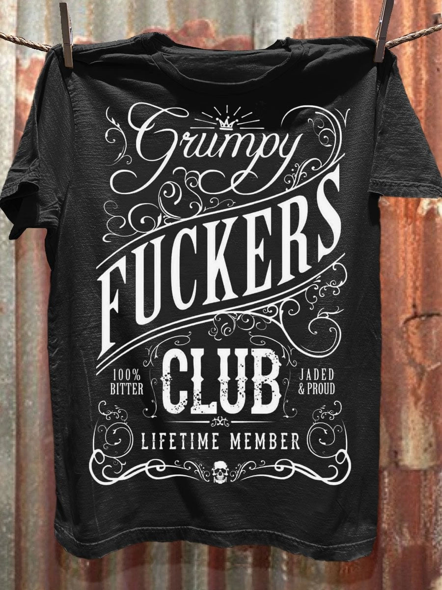 Grumpy Fuckers Club Art Print Casual Short Sleeve T-shirt