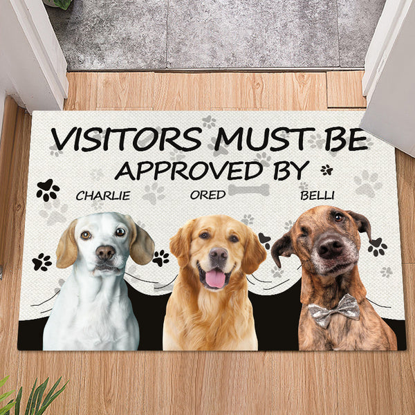 Visitors Must Be Approved By This Dog – Custom Personalized Photo Doormat for Dog Lovers