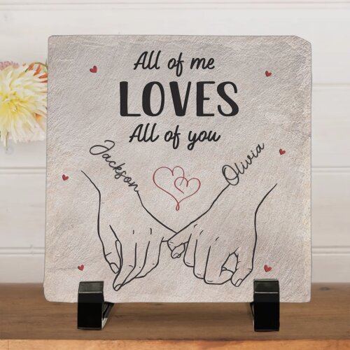 My Heart Is Perfect Because You Are Inside – Custom Square-Shaped Photo Stone with Stand, Personalized Gift for Husband & Wife, Anniversary Keepsake