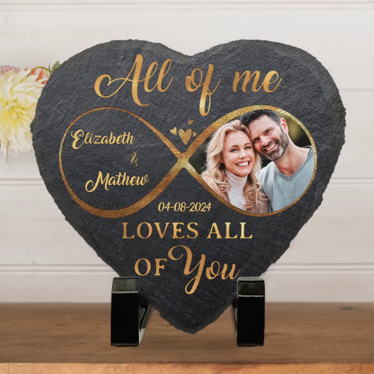 Custom Photo "God Knew My Heart Needed You" – Personalized Heart-Shaped Stone with Stand, Gift for Husband & Wife, Anniversary Keepsake