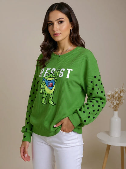 Women's Portland Frog Resist Ribbed Round-Neck Sweatshirt