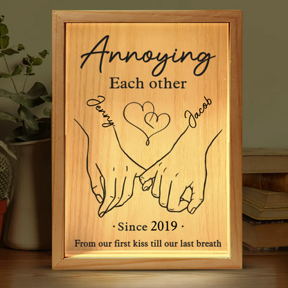 Annoying Each Other Since - Custom Couple Frame Light Box with Personalized Message, Perfect Gift for Husband and Wife, Anniversary Keepsake