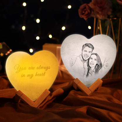 Custom Heart Photo Moon 3D Lamp – Personalized, Magical, and Radiant in 2 Colors