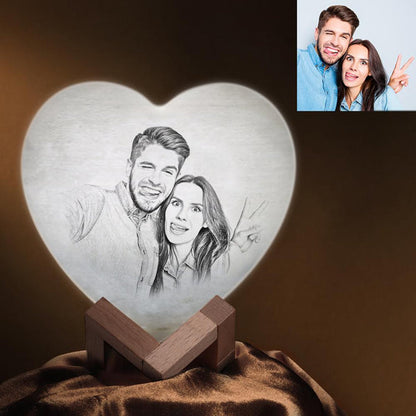 Custom Heart Photo Moon 3D Lamp – Personalized, Magical, and Radiant in 2 Colors