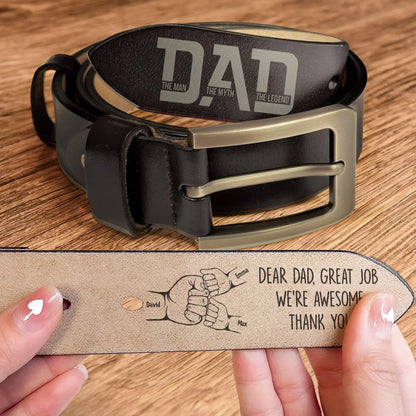 Dad: The Man, The Myth, The Legend - Custom Engraved Leather Belt