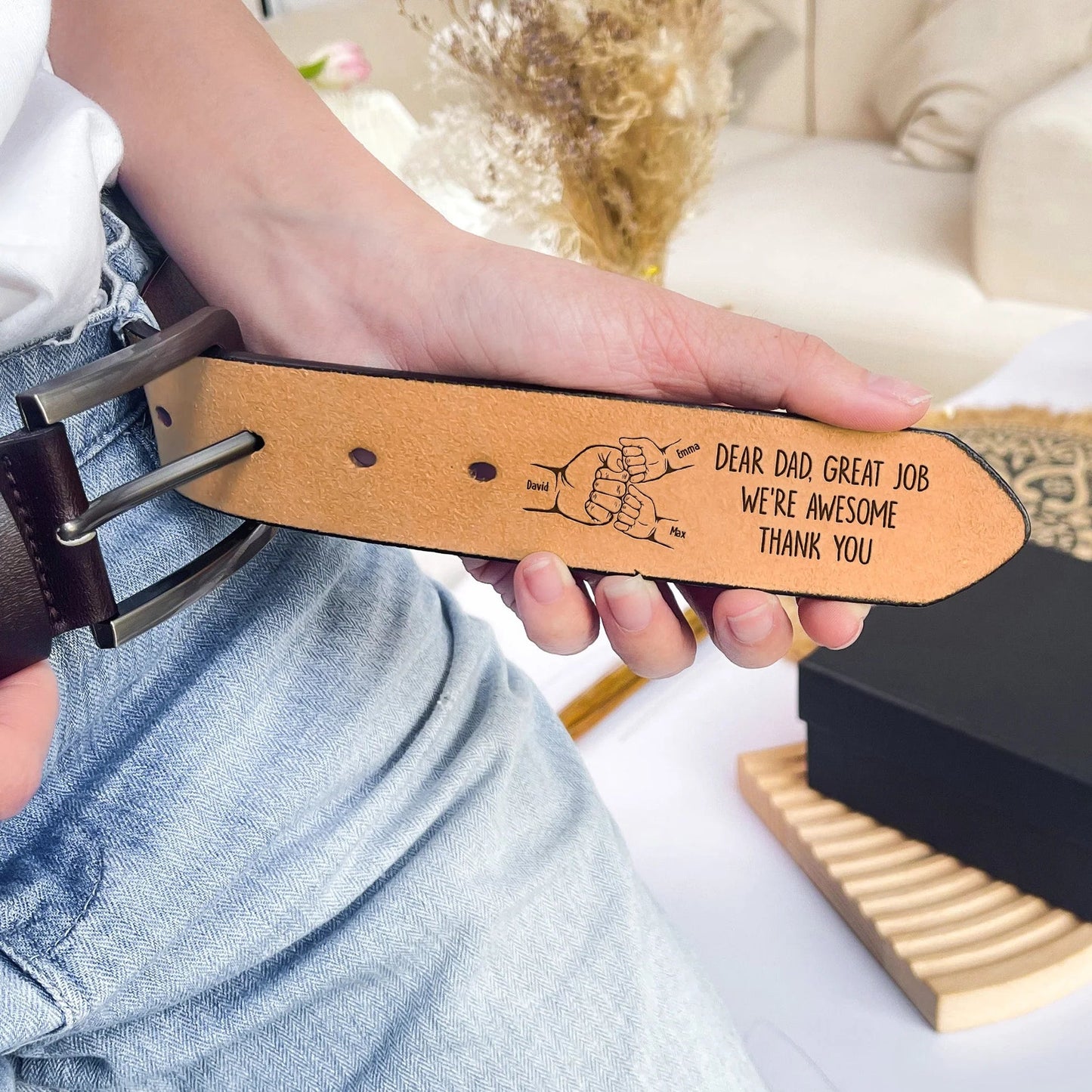 Dad: The Man, The Myth, The Legend - Custom Engraved Leather Belt