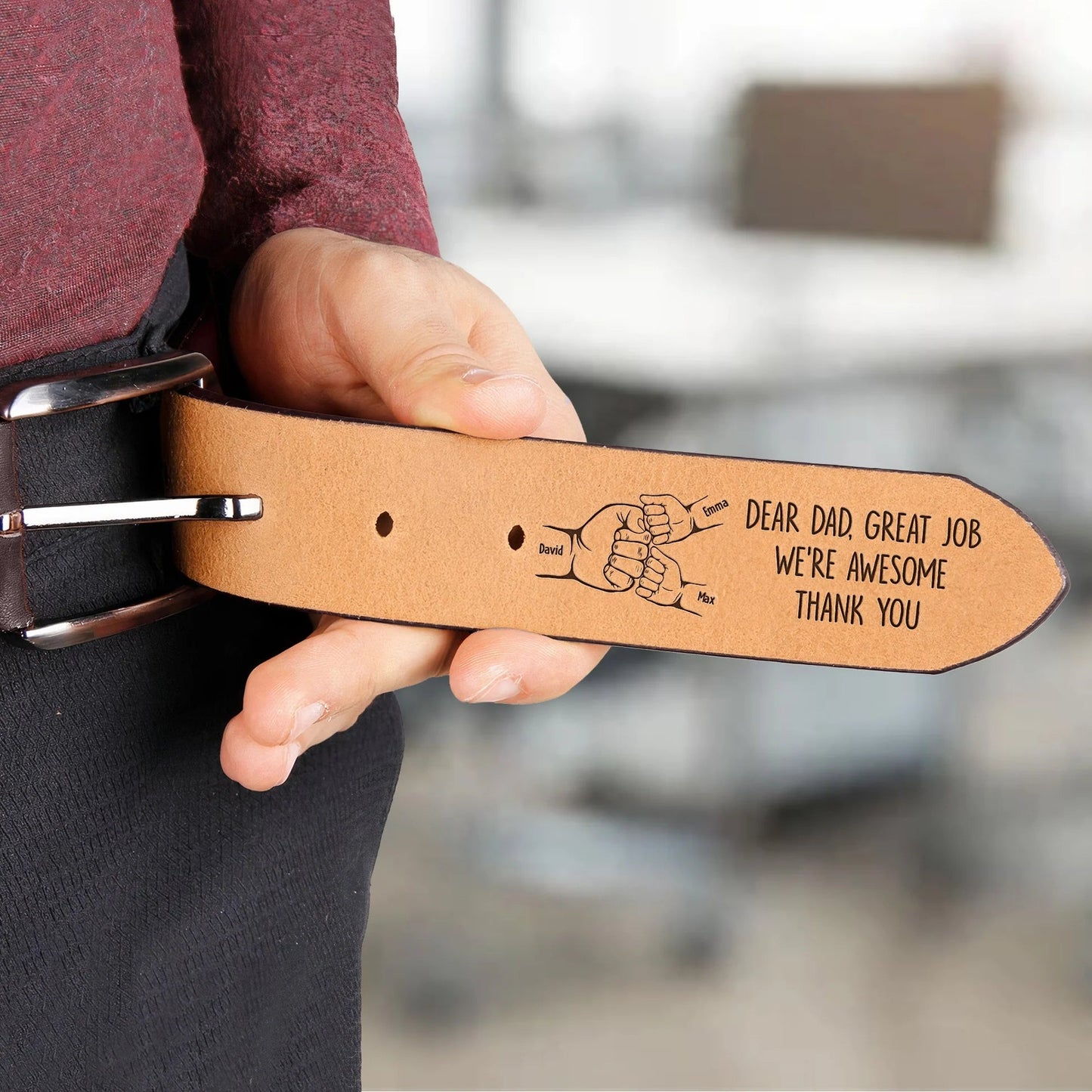 Dad: The Man, The Myth, The Legend - Custom Engraved Leather Belt