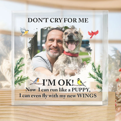 Don't Cry For Me – Puppy Edition - Custom Personalized Acrylic Photo Plaque, Heartfelt Pet Tribute