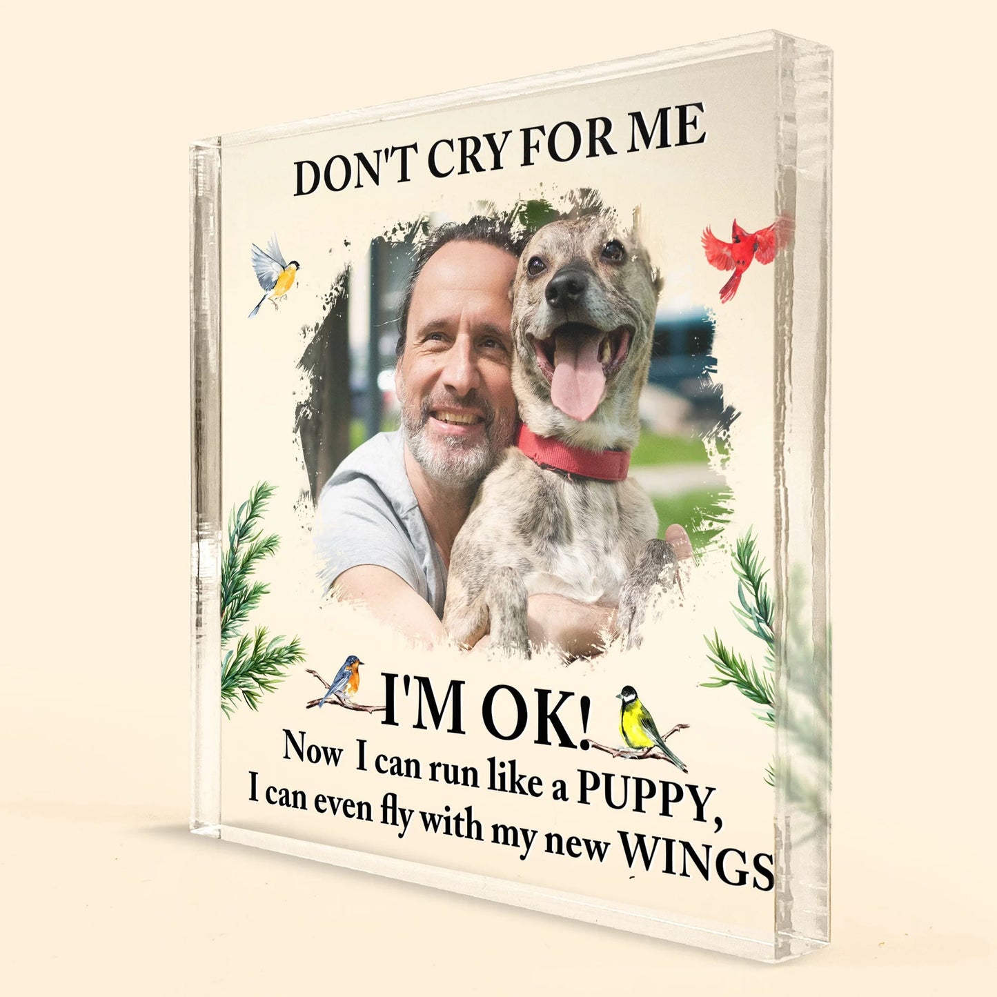 Don't Cry For Me – Puppy Edition - Custom Personalized Acrylic Photo Plaque, Heartfelt Pet Tribute