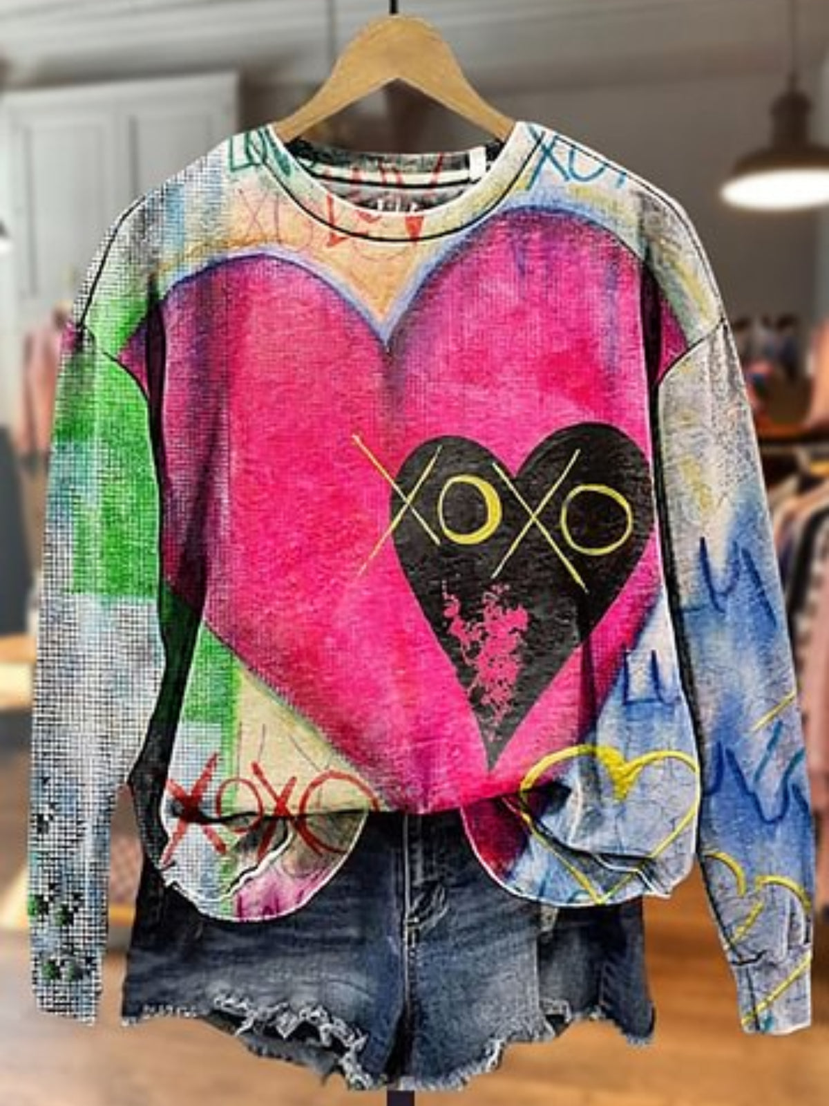 Valentine's Day Colorful Love Heart Art Print  Long Sleeve Heart