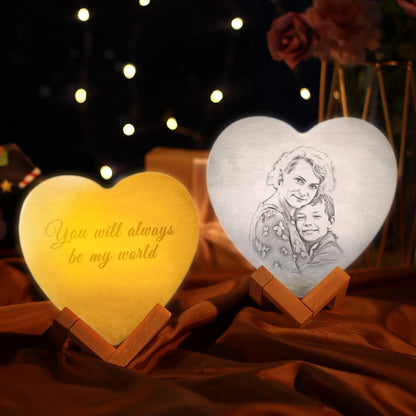 Custom Heart Photo Moon 3D Lamp – Personalized, Magical, and Radiant in 2 Colors