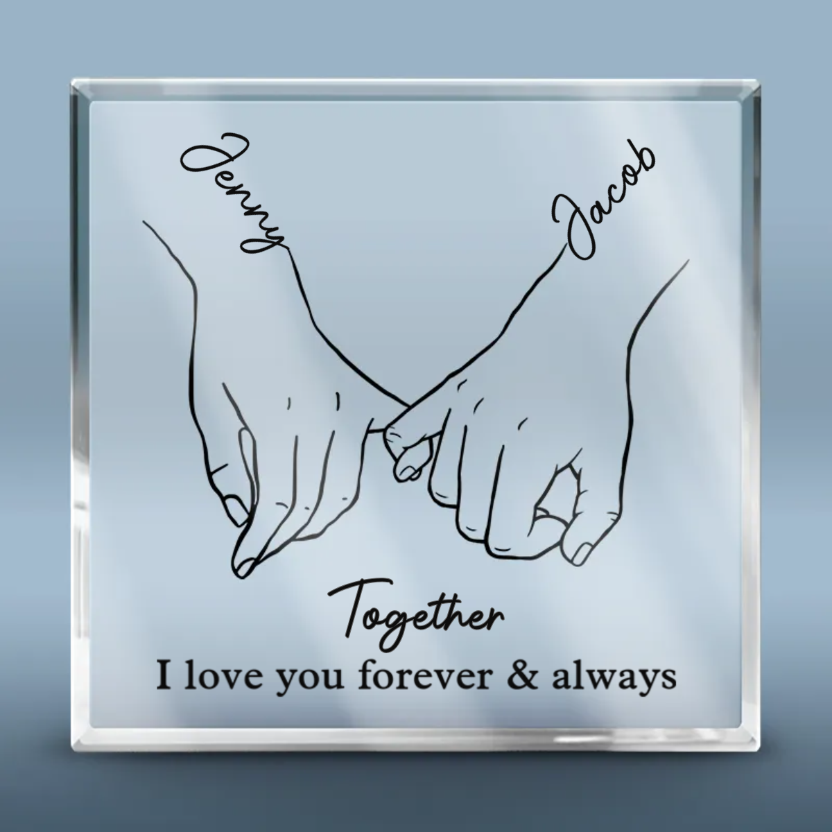 I Love You Forever - Custom Couple Acrylic Plaque, Personalized Square Gift for Husband & Wife, Anniversary Keepsake