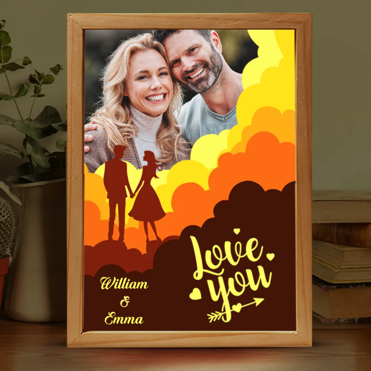 Custom Photo "Love You" - Personalized Couple Frame Light Box - Anniversary Gift for Husband & Wife