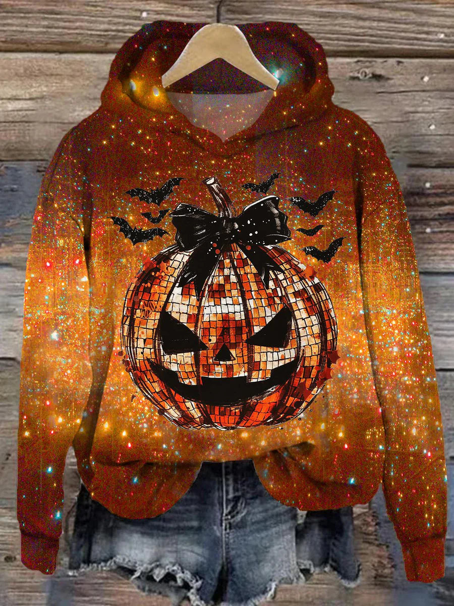 Halloween Pumpkin Printed Casual Hooded Sweatshirt