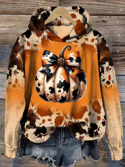 Halloween Pumpkin Printed Casual Hooded Sweatshirt