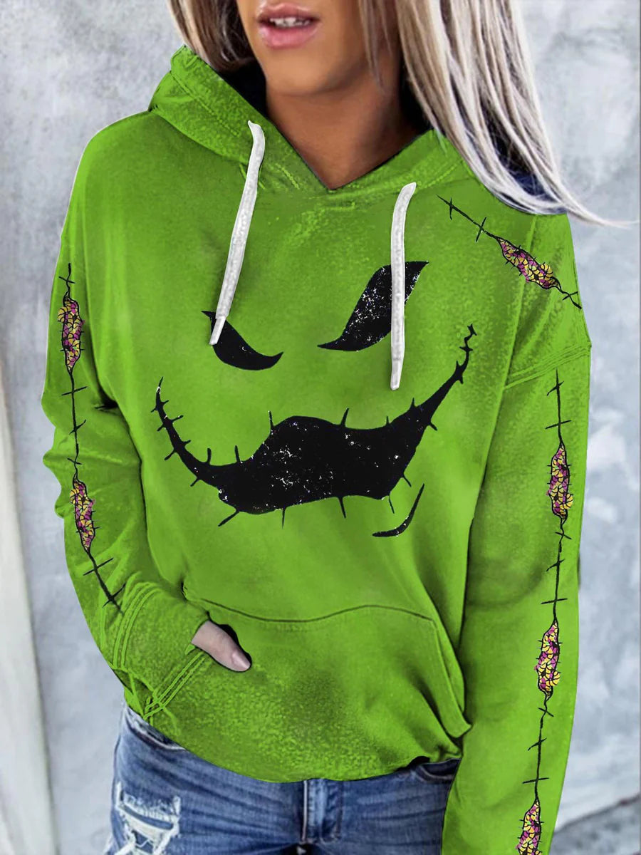 Ghost Printed Casual Hooded Sweatshirt