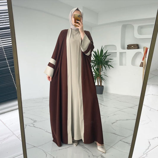 Muslim Mesh Embroidered Robe - Velvet Reverence