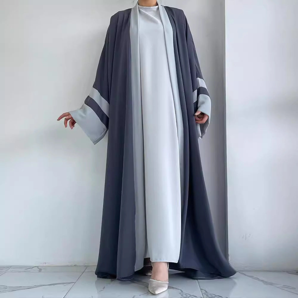 Muslim Mesh Embroidered Robe - Velvet Reverence