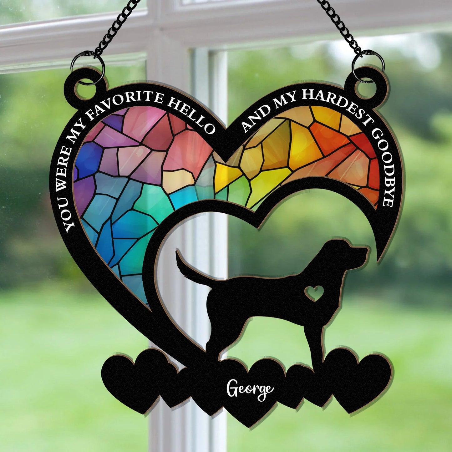 My Cherished Hello and Heartfelt Goodbye - Custom Window Hanging Suncatcher Ornament