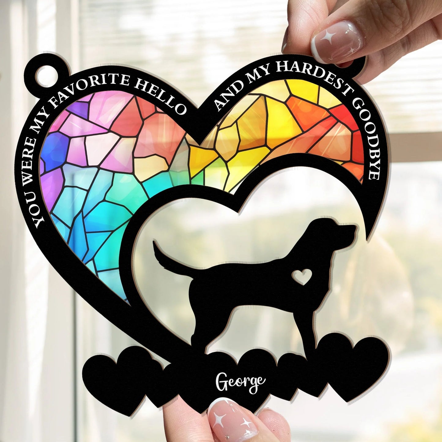 My Cherished Hello and Heartfelt Goodbye - Custom Window Hanging Suncatcher Ornament