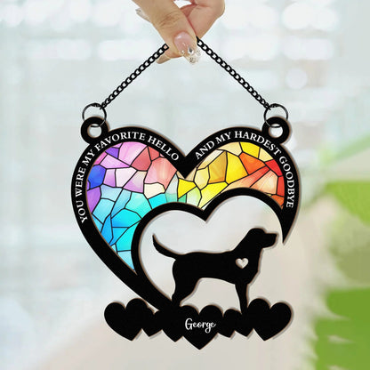 My Cherished Hello and Heartfelt Goodbye - Custom Window Hanging Suncatcher Ornament