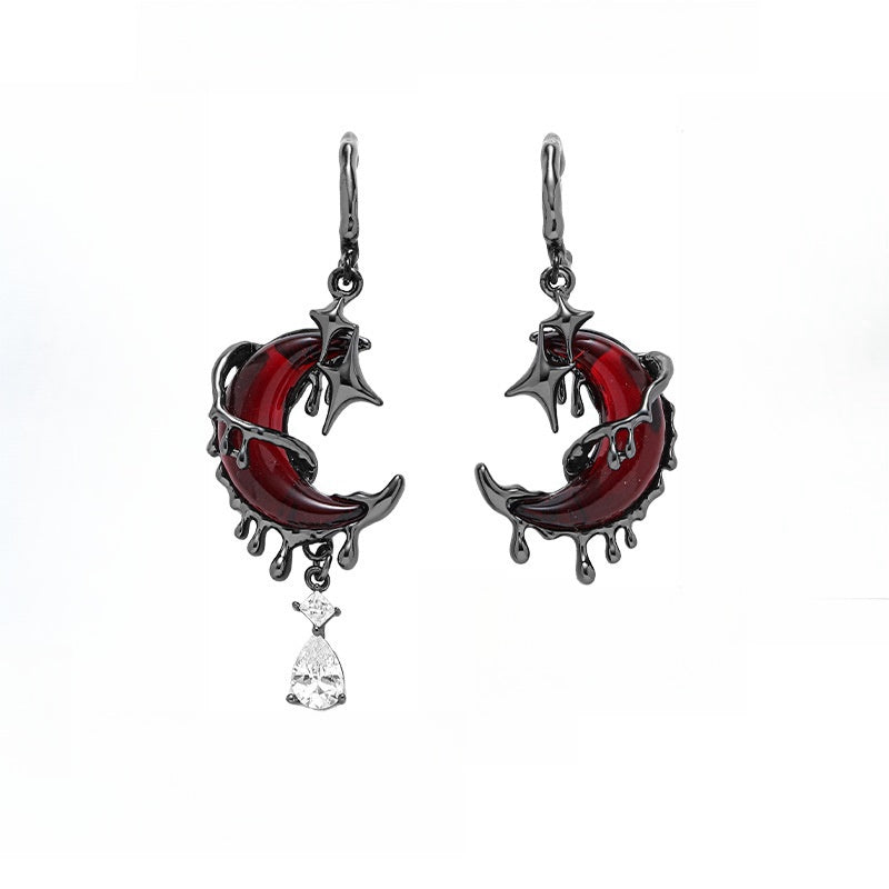 Magenta Moon Earrings – Elegant and Unique Design