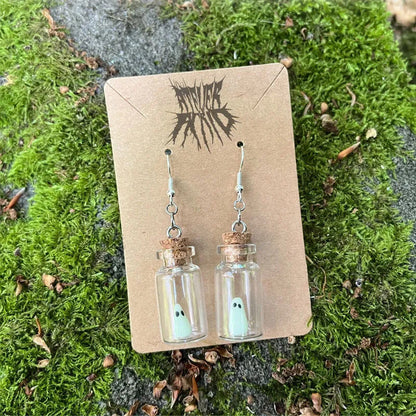 Halloween Drift Bottle Luminous Ghost Necklace Earrings