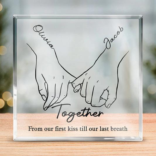 I Love You Forever - Custom Couple Acrylic Plaque, Personalized Square Gift for Husband & Wife, Anniversary Keepsake