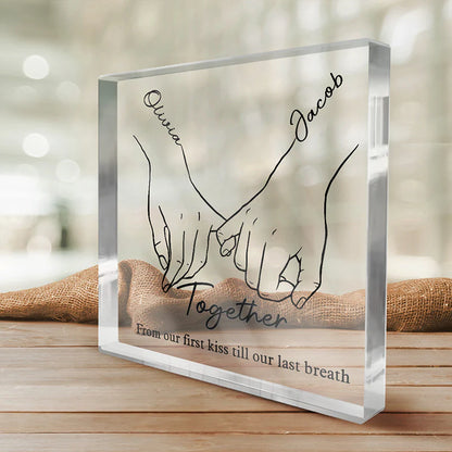 I Love You Forever - Custom Couple Acrylic Plaque, Personalized Square Gift for Husband & Wife, Anniversary Keepsake