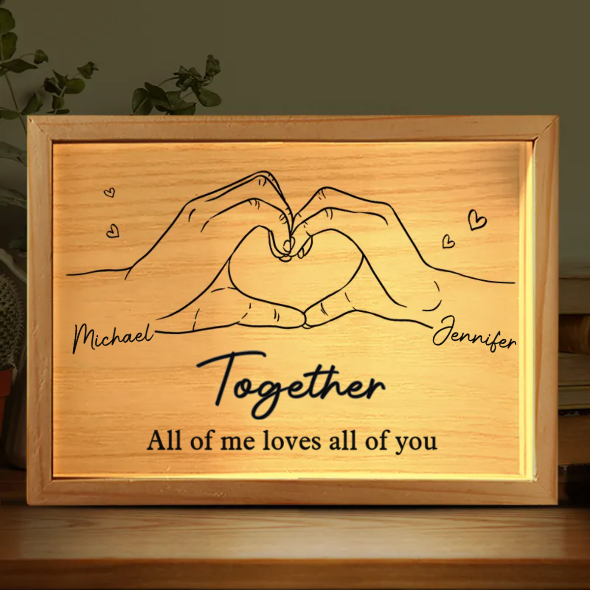 Together - Personalized Couple Frame Light Box - Custom Gift for Husband & Wife, Anniversary