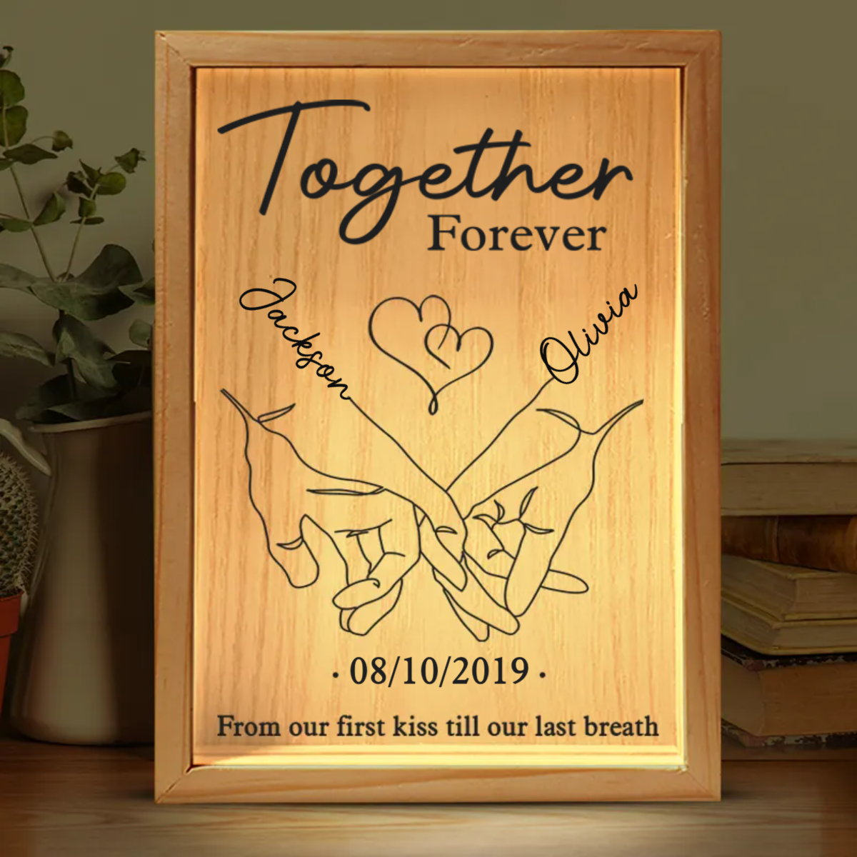 Together Forever - Custom Couple Frame Light Box, Personalized Anniversary Gift for Husband and Wife