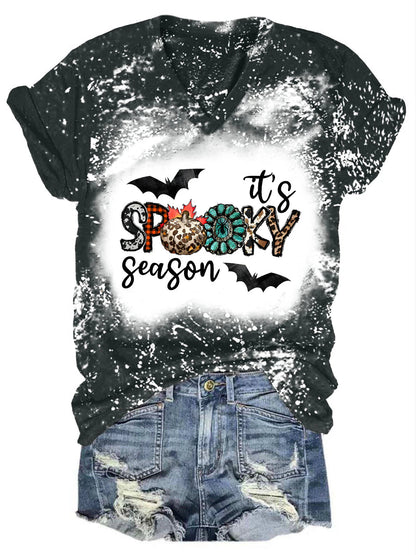 Vintage Halloween Art Pattern Tie-Dye V-Neck T-Shirt