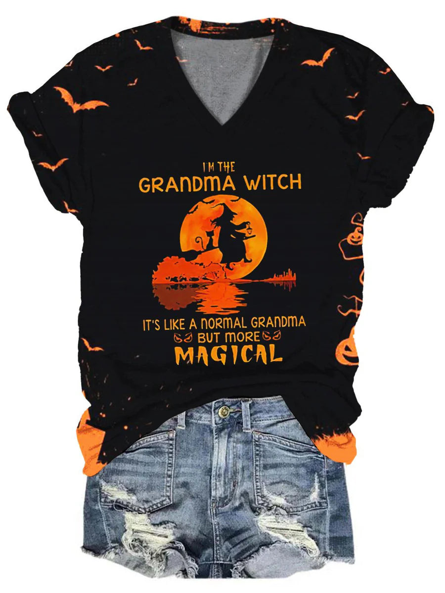 Women's Witch Art Print V-Neck T-Shirt