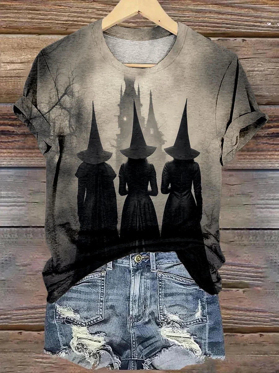 Gloomy Witch Graphic Print Casual T-Shirt