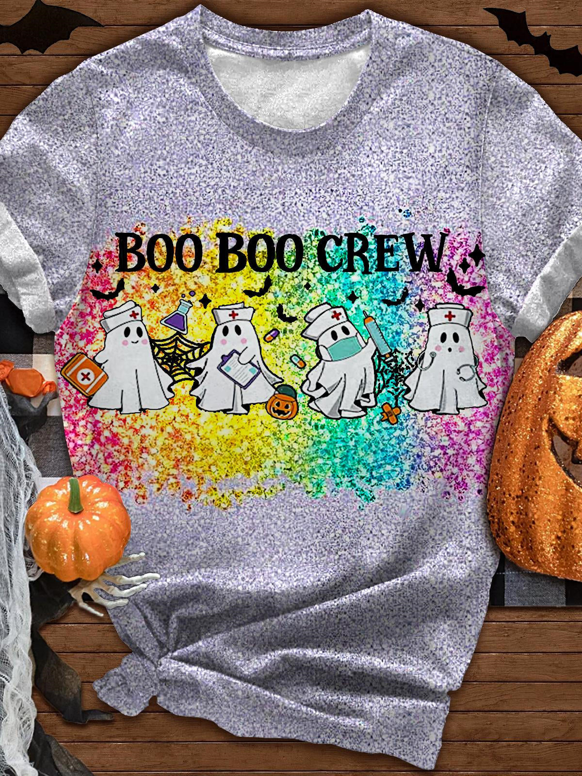 Halloween Ghost Nurse Print Casual T-Shirt