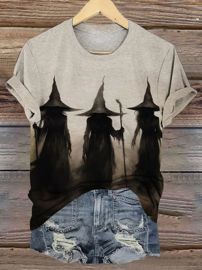 Gloomy Witch Graphic Print Casual T-Shirt