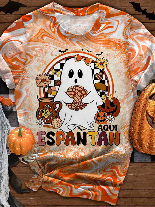 Halloween Day of the Dead Ghost Print Casual T-Shirt