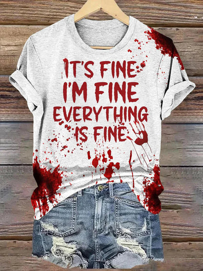 Women's Bloody Problem Solved Print Casual T-Shirt