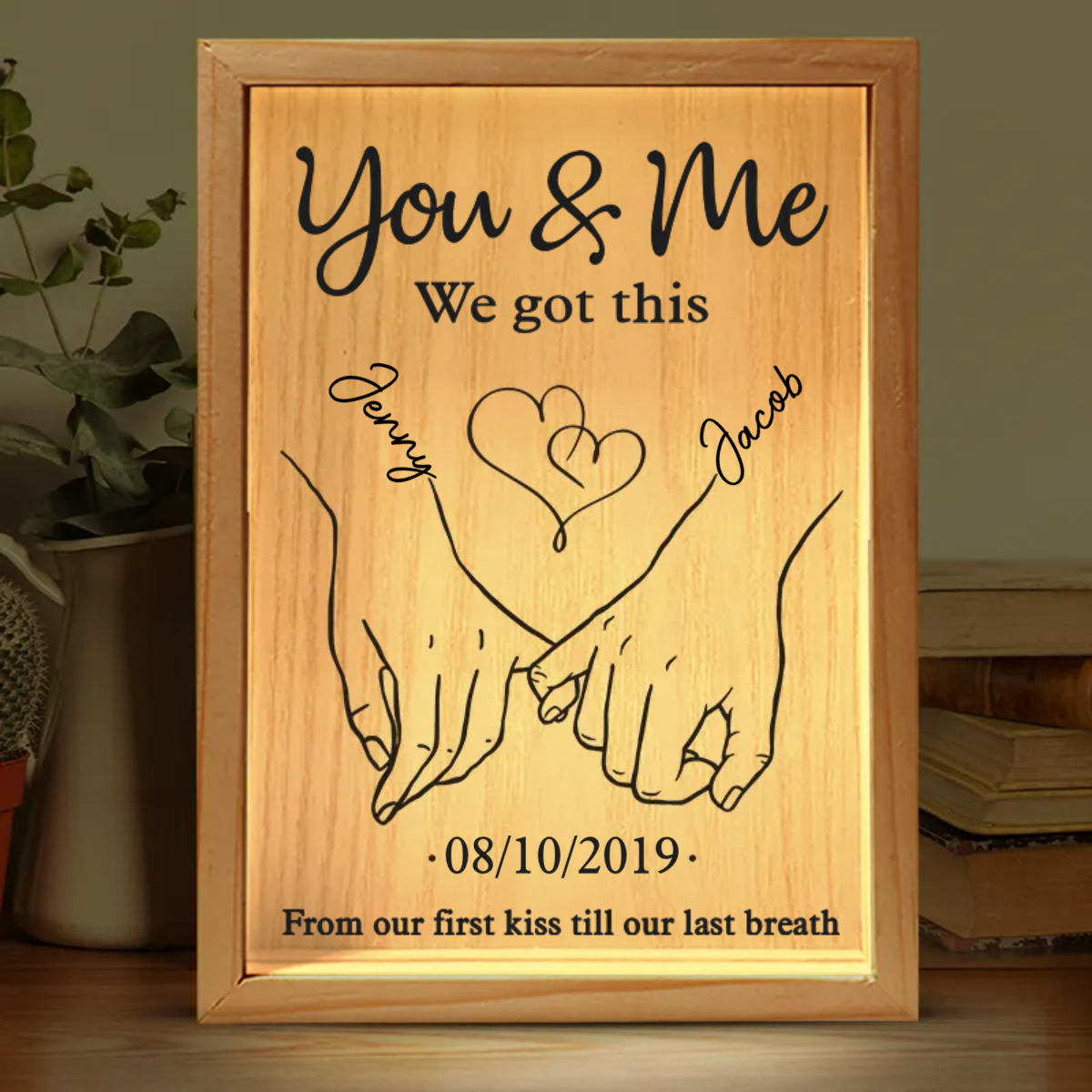 You & Me - We Got This - Custom Couple Frame Light Box with Personalized Message, Perfect Gift for Husband and Wife, Anniversary Keepsake