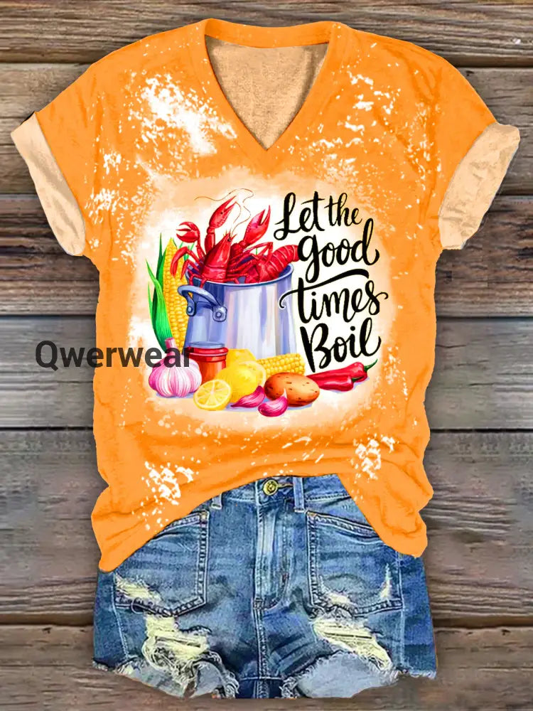 Crawfish Watercolor V-neck T-Shirt-TS-CF-9