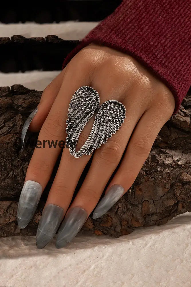Creative Angel Wings Geometric Ring Silver