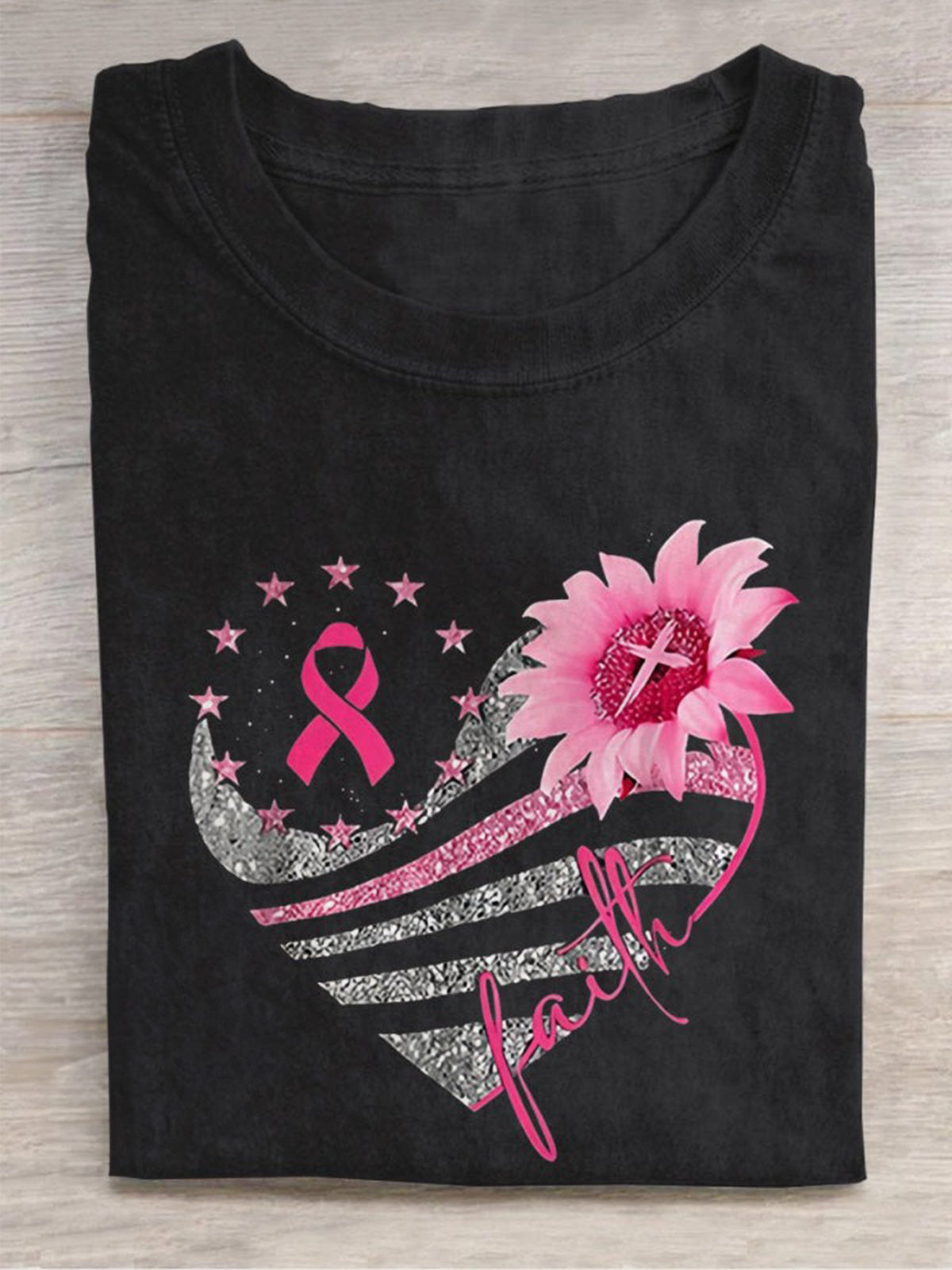 Pink Ribbon Breast Cancer Faith T-shirt