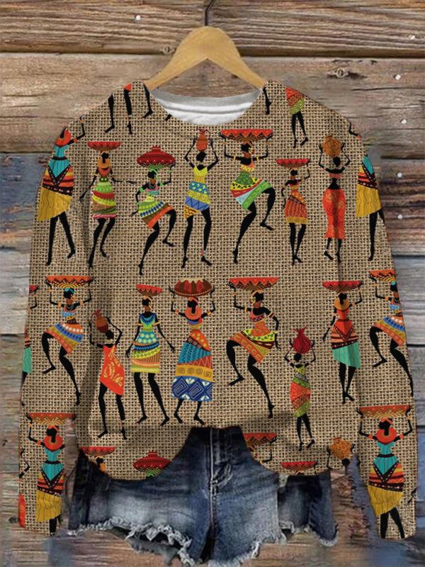 Women's African Tribal Ethnic Style Printed Casual Sweatshirt