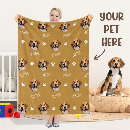 Personalized Pet Ultra-Soft Flannel Blanket - Custom Pet Photo and Name